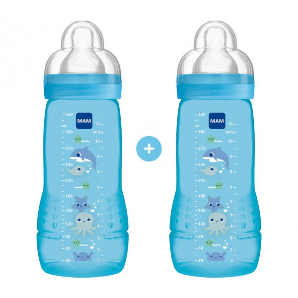 MAM Σετ 2 Μπιμπερό 330ml Easy Active™ Baby Bottle 4m+ Μπλε 365SB