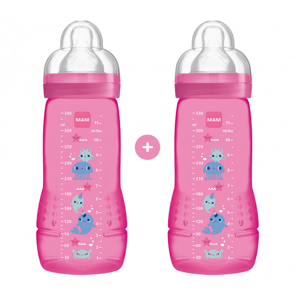 MAM Σετ 2 Μπιμπερό 330ml Easy Active™ Baby Bottle 4m+ Ροζ 365SG
