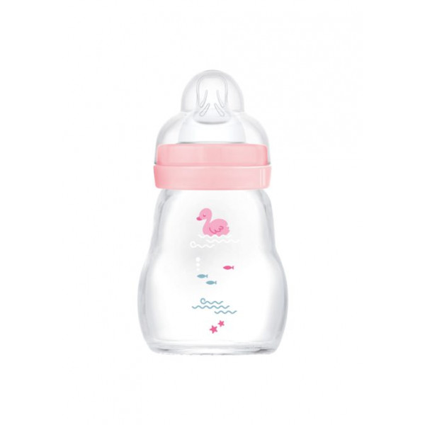MAM Μπιμπερό Γυάλινο Feel Good 0m+ 170ml  Ροζ 370SGc