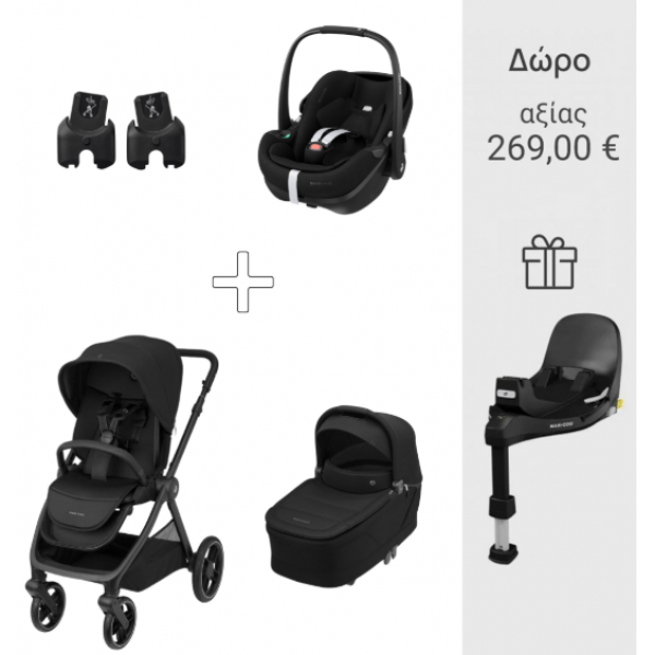 Maxi Cosi Καρότσι Oxford Twillic Black , Πορτ Πεμπέ Sense,Kάθισμα Αυτοκινήτου Pebble Pro 2 και Σετ Αντάπτορες Καθίσματος Αυτοκινήτου + Δώρο η Βάση FamilyFix 360 PRO BR79183