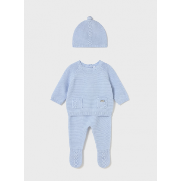 Mayoral Σετ φορμα με καπελο πλεκτο σιέλ 15-02564-010