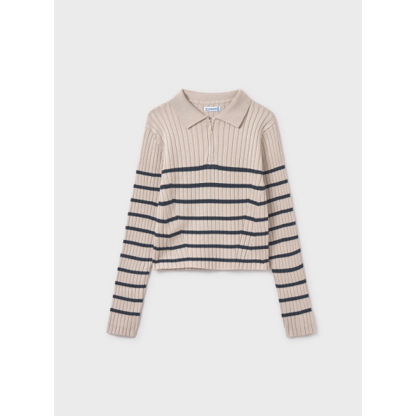 Mayoral Μπλουζα Πόλο μακρυμάνικο μπεζ σκούρο 15-07195-046