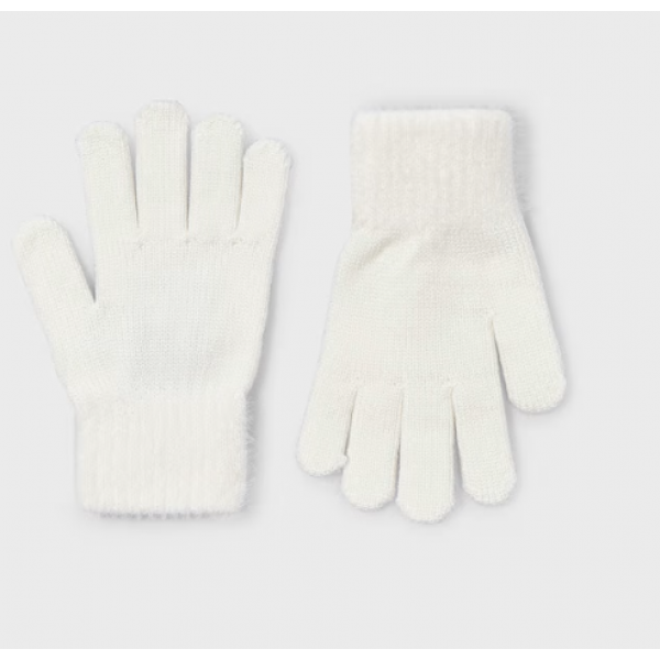 Mayoral Γαντια πλεκτα γουνα Εκρού 15-10063-080