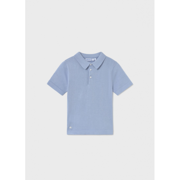 Mayoral Μπλούζα Κοντομάνικη Πόλο πλεκτό γαλαζ ανοιχτό 25-01106-073