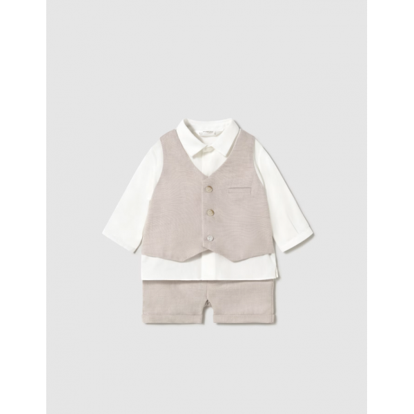 Mayoral Σετ παντελονι κοντο γιλεκο μπεζ 25-01212-059