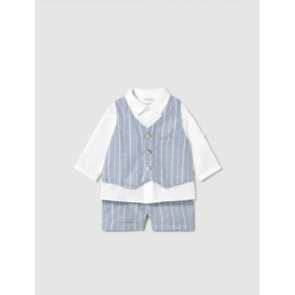 Mayoral Σετ παντελόνι κοντό και μπλούζα με γιλέκο μπλε-25-01212-060