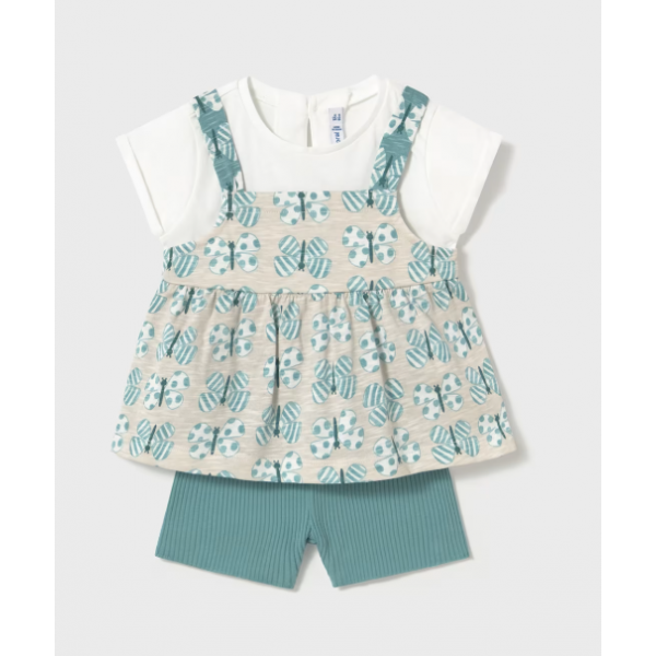 Mayoral Σετ σορτς και μπλούζα Σμαραγδί 25-01229-082