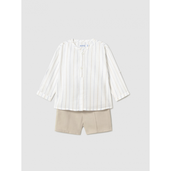 Mayoral Σετ βερμουδα και μακ/κο πουκα μπεζ ανοιχτό 25-01249-028