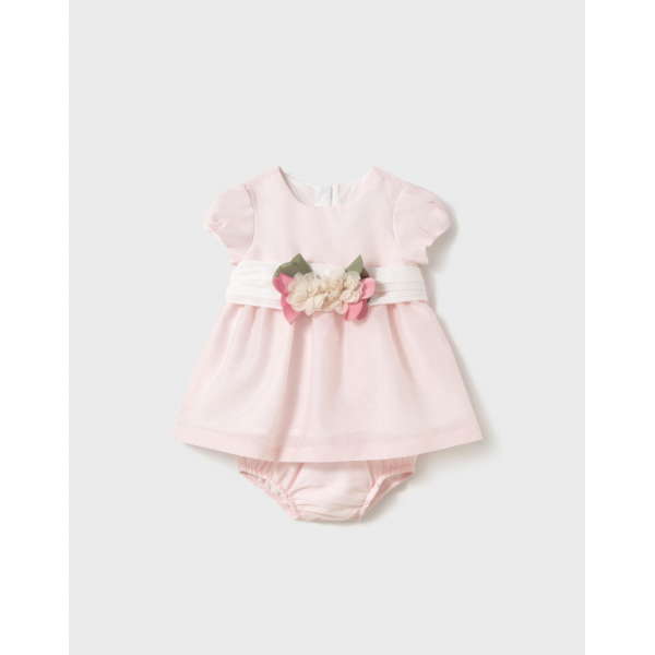 Mayoral Φόρεμα με κάλυμμα για πάνα και ζωνάκι ροζ μπεμπε-25-01860-028