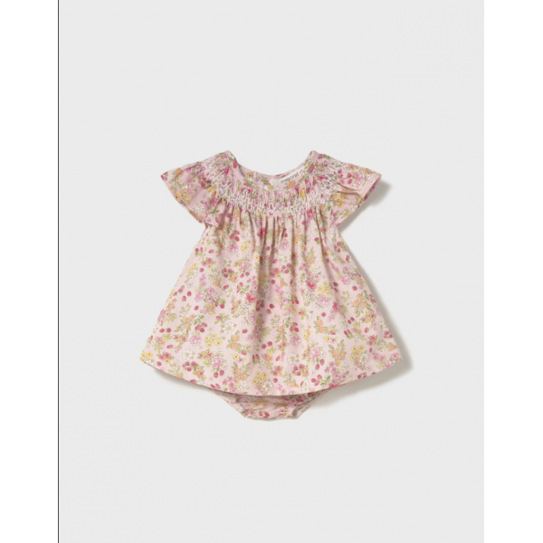 Mayoral Φόρεμα με κάλυμμα για πάνα λουλουδάκια ροζ μπεμπε-25-01867-095