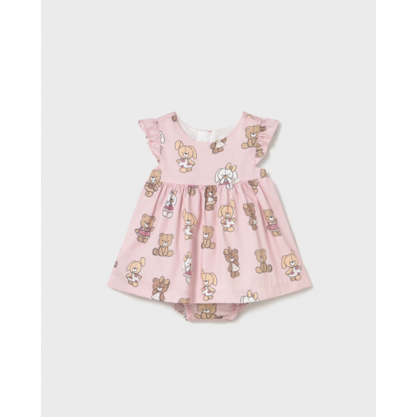 Mayoral Φόρεμα με κάλυμμα για πάνα σταμπωτό ροζ μπεμπε-25-01869-040