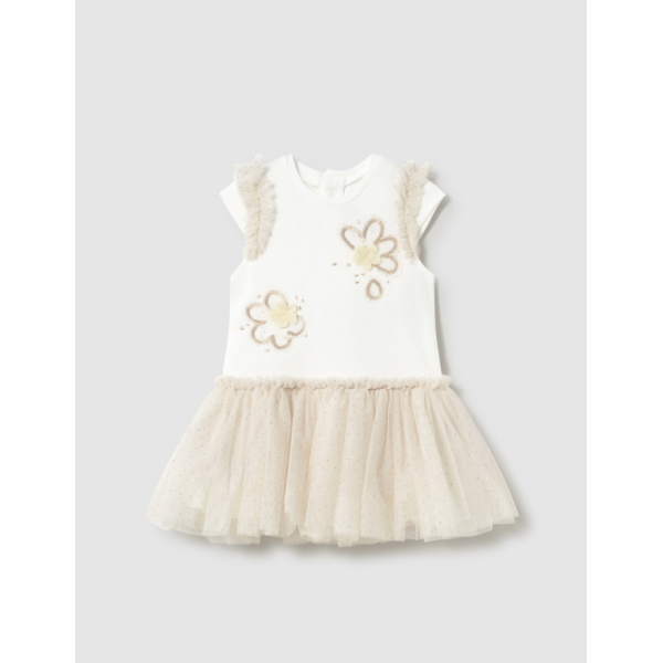 Mayoral Φόρεμα με φούστα τούλι σαμπανιζέ 25-01904-024