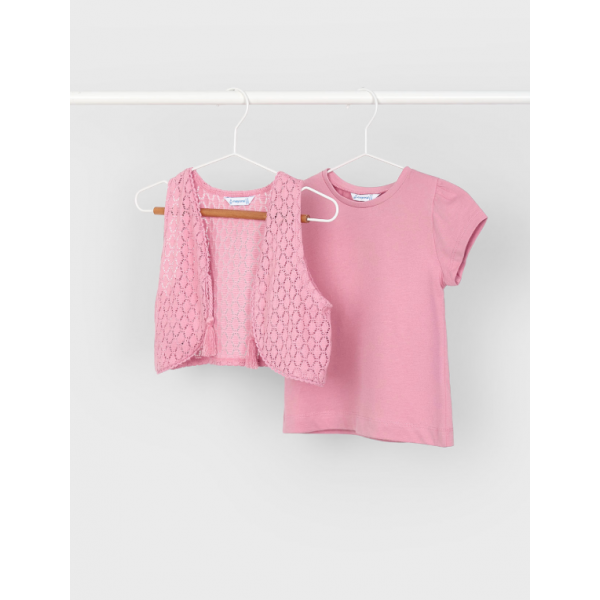 Mayoral Μπλούζα με γιλέκο Ροζ 25-03007-023