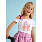 Mayoral Μπλούζα ασύμμετρη Λευκό-Ροζ 25-03011-082 Mayoral Μπλούζα ασύμμετρη Λευκό-Ροζ 25-03011-082