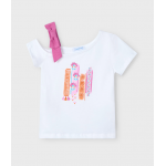 Mayoral Μπλούζα ασύμμετρη Λευκό-ορχιδέα 25-03011-080 Mayoral Μπλούζα ασύμμετρη Λευκό-ορχιδέα 25-03011-080