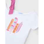 Mayoral Μπλούζα ασύμμετρη Λευκό-ορχιδέα 25-03011-080 Mayoral Μπλούζα ασύμμετρη Λευκό-ορχιδέα 25-03011-080