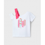 Mayoral Μπλούζα ασύμμετρη Λευκό-Ροζ 25-03011-082 Mayoral Μπλούζα ασύμμετρη Λευκό-Ροζ 25-03011-082