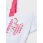 Mayoral Μπλούζα ασύμμετρη Λευκό-Ροζ 25-03011-082 Mayoral Μπλούζα ασύμμετρη Λευκό-Ροζ 25-03011-082