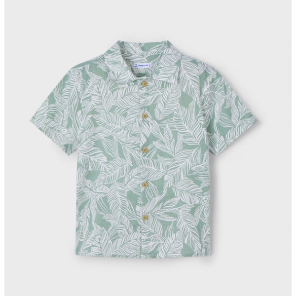 Mayoral Πουκάμισο κοντομ τροπική στάμπα σκούρο πράσινο 25-03115-082