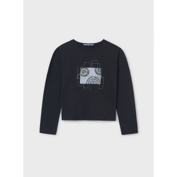 Mayoral Μπλουζα μακρυμανικη στάμπα μαύρο 25-06031-087