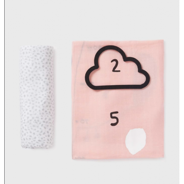 Mayoral Σετ 2 μουσελίνες με υψομετρητή μωρό ροζ απαλό 25-19253-043