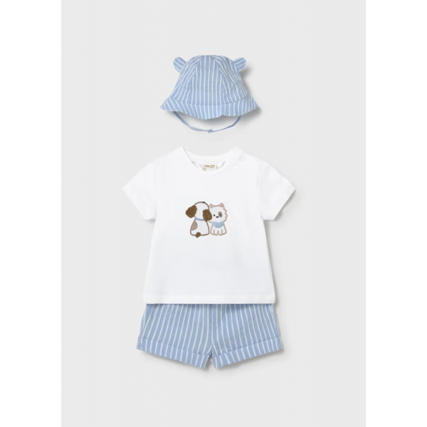 Mayoral Σετ παντελόνι κοντό και καπέλο Σιέλ 26-01276-038