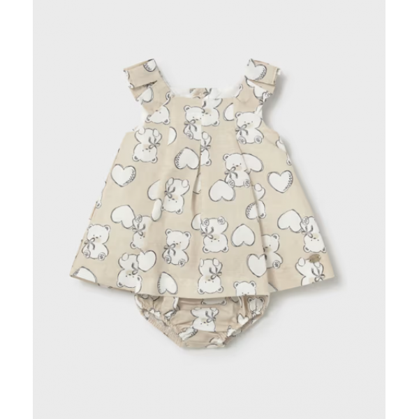 Mayoral Φόρεμα λινό σταμπωτό Μπεζ 26-01809-015