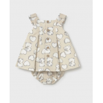 Mayoral Φόρεμα λινό σταμπωτό Μπεζ 26-01809-015