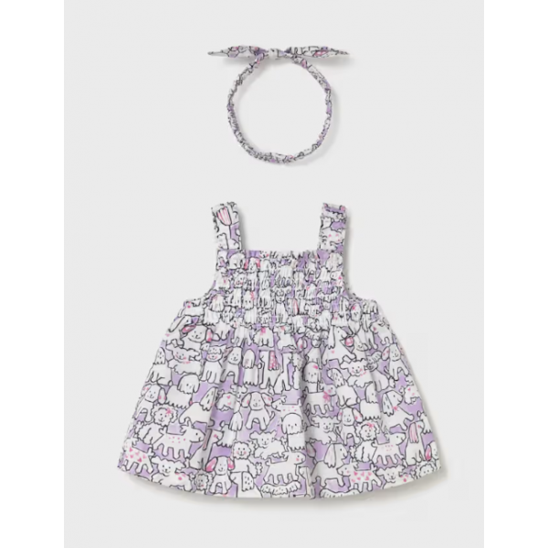 Mayoral Φόρεμα και κορδέλα Λιλά 26-01818-037