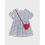 Mayoral Φόρεμα ριγέ με τσάντα Πορσελάνη 26-01919-050