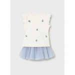 Mayoral Σετ φούστα από τούλι και μπλούζα με βολάν Σιέλ 26-01933-045 Mayoral Σετ φούστα από τούλι και μπλούζα με βολάν Σιέλ 26-01933-045