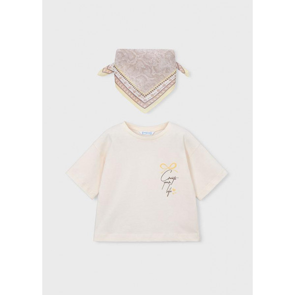 Mayoral Μπλούζα με μαντήλι Μπεζ 26-03009-088