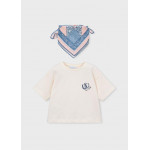 Mayoral Μπλούζα με μαντήλι μπλε 26-03009-089