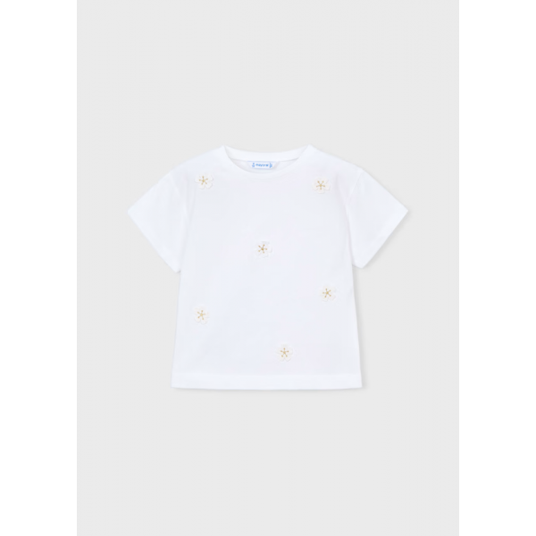 Mayoral Μπλουζα κοντομανικη απλικε Λευκό 26-03013-010