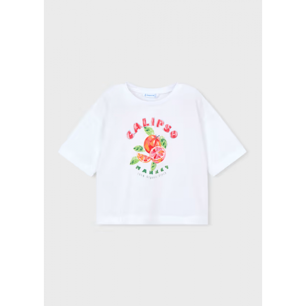 Mayoral Μπλουζα κοντομανικη Λευκό-Λωτός 26-03016-021