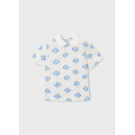 Mayoral Πολο κοντομανικο σταμπωτο Άσπρο-μπλε 26-03104-086