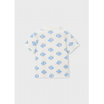 Mayoral Πολο κοντομανικο σταμπωτο Άσπρο-μπλε 26-03104-086