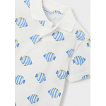 Mayoral Πολο κοντομανικο σταμπωτο Άσπρο-μπλε 26-03104-086