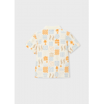 Mayoral Πολο κοντομανικο σταμπωτο Άσπρο-πορτοκαλί 26-03104-087