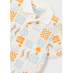 Mayoral Πολο κοντομανικο σταμπωτο Άσπρο-πορτοκαλί 26-03104-087