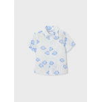 Mayoral Πουκαμισο κοντομαν σταμπωτο Άσπρο-μπλε 26-03115-027