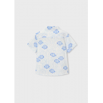 Mayoral Πουκαμισο κοντομαν σταμπωτο Άσπρο-μπλε 26-03115-027