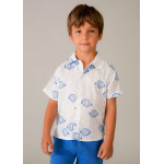 Mayoral Πουκαμισο κοντομαν σταμπωτο Άσπρο-μπλε 26-03115-027