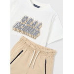 Mayoral Σετ μακό βερμούδα και μπλούζα σταμπωτό Μπεζ 26-03606-045