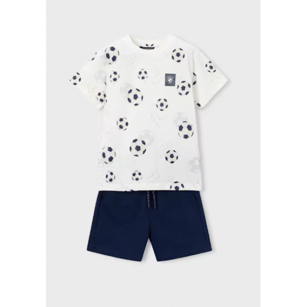 Mayoral Σετ μακό βερμούδα και μπλούζα σταμπωτό Ναυτικό μπλε 26-03607-080
