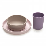 Melii Σετ φαγητού σιλικόνης 2τμχ Purple-Grey-Pink MEL13700