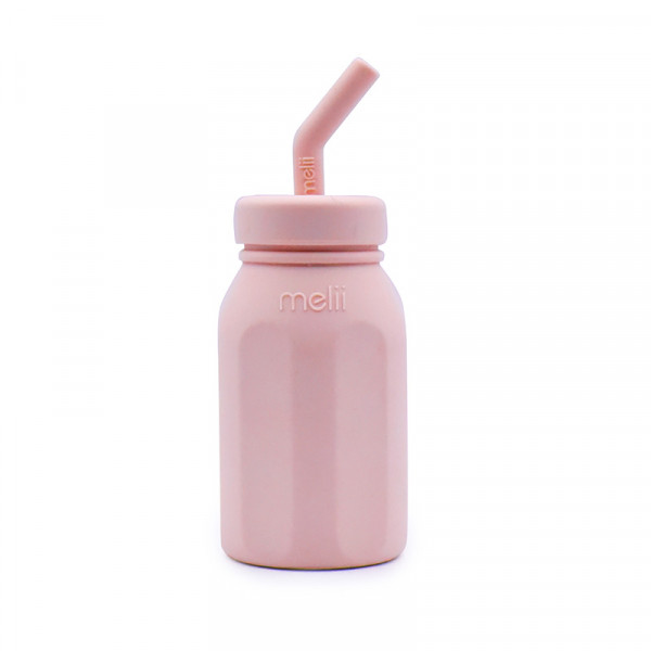 Melii – Μπουκάλι σιλικόνης με καλαμάκι - ΡΟΖ MEL20500