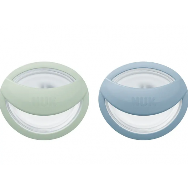 NUK Πιπίλα Σιλικόνης με Θήκη Perfect Match 0-6μηνών Green Blue 2τμχ 175.338