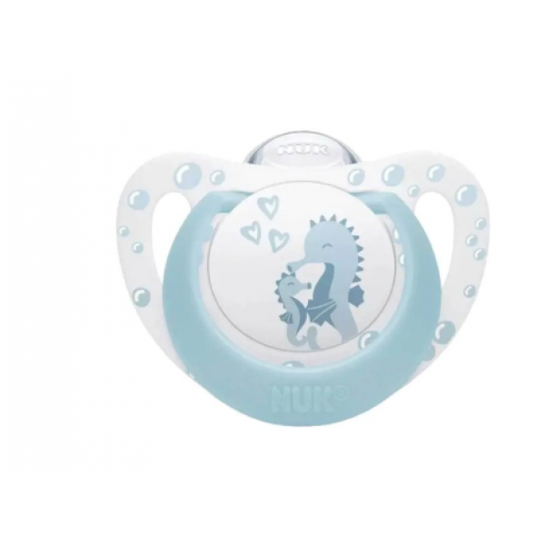 NUK Πιπίλα Σιλικόνης με Θήκη First Choice 0-6m Blue Seahorse 175.383