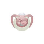 NUK Πιπίλα Σιλικόνης με Θήκη First Choice Night 0-6μηνών Ροζ Λαγουδάκι 175.392